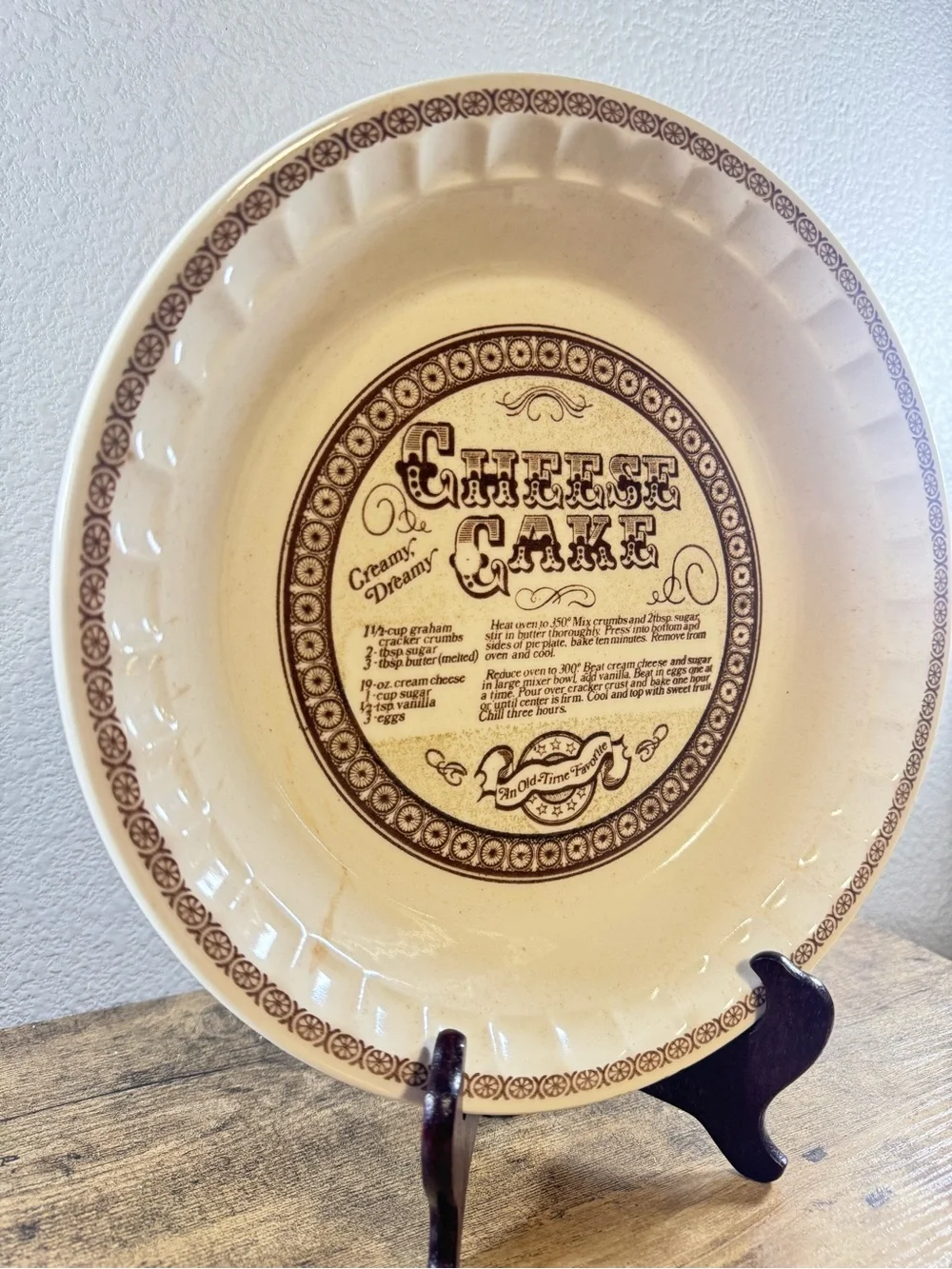 Vintage Royal China Jeannette Cheesecake Recipe Pie Plate - Made in USA